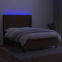 Box spring bed mattress LED lights dark brown fabric 140x190 cm by vidaXL, Beds and slatted bases - Ref: Foro24-3138392, Pric...