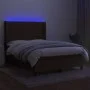 Boxspringbettmatratze LED-Leuchten dunkelbrauner Stoff 140x190 cm von vidaXL, Betten und Lattenroste - Ref: Foro24-3138392, P...
