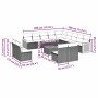 Set sofás de jardín 14 pzas con cojines ratán sintético negro