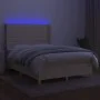 Box spring bed mattress and LED lights cream fabric 140x200 cm by vidaXL, Beds and slatted bases - Ref: Foro24-3138402, Price...