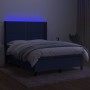 Box spring bed mattress and LED lights blue fabric 140x200 cm by vidaXL, Beds and slatted bases - Ref: Foro24-3138243, Price:...