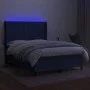 Box spring bed mattress and LED lights blue fabric 140x200 cm by vidaXL, Beds and slatted bases - Ref: Foro24-3138243, Price:...