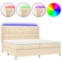Cama box spring colchón y luces LED tela crema 200x200 cm de vidaXL, Camas y somieres - Ref: Foro24-3139146, Precio: 659,98 €...