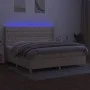 Cama box spring colchón y luces LED tela crema 200x200 cm de vidaXL, Camas y somieres - Ref: Foro24-3139146, Precio: 659,98 €...