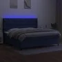 Box spring bed mattress and LED lights blue fabric 200x200 cm by vidaXL, Beds and slatted bases - Ref: Foro24-3138587, Price:...