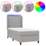 Box spring bed mattress and LED lights light gray fabric 90x190 cm by vidaXL, Beds and slatted bases - Ref: Foro24-3138597, P...