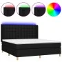Box spring bed mattress and LED lights black fabric 180x200 cm by vidaXL, Beds and slatted bases - Ref: Foro24-3139215, Price...