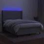 Box spring bed mattress and LED lights light gray fabric 140x200 cm by vidaXL, Beds and slatted bases - Ref: Foro24-3138397, ...
