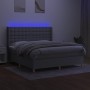 Box spring bed mattress and LED lights light gray fabric 180x200 cm by vidaXL, Beds and slatted bases - Ref: Foro24-3139213, ...