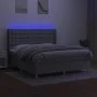 Box spring bed mattress and LED lights light gray fabric 180x200 cm by vidaXL, Beds and slatted bases - Ref: Foro24-3139213, ...