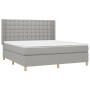 Box spring bed mattress and LED lights light gray fabric 180x200 cm by vidaXL, Beds and slatted bases - Ref: Foro24-3139213, ...
