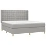 Box spring bed mattress and LED lights light gray fabric 180x200 cm by vidaXL, Beds and slatted bases - Ref: Foro24-3139213, ...