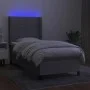 Box spring bed mattress and LED lights light gray fabric 100x200 cm by vidaXL, Beds and slatted bases - Ref: Foro24-3138293, ...