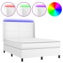 Cama box spring colchón y LED cuero sintético blanco 140x190 cm de vidaXL, Camas y somieres - Ref: Foro24-3139260, Precio: 56...