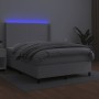 Cama box spring colchón y LED cuero sintético blanco 140x190 cm de vidaXL, Camas y somieres - Ref: Foro24-3139260, Precio: 56...