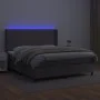 Box spring bed with mattress and LED gray synthetic leather 180x200 cm by vidaXL, Beds and slatted bases - Ref: Foro24-313928...