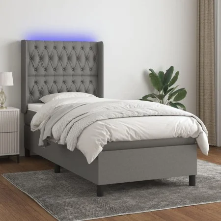 Box spring bed mattress and LED lights dark gray fabric 80x200 cm by vidaXL, Beds and slatted bases - Ref: Foro24-3138510, Pr...