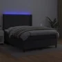 Box spring bed with mattress and LED black synthetic leather 140x200 cm by vidaXL, Beds and slatted bases - Ref: Foro24-31392...