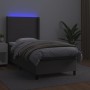 Box spring bed and LED mattress gray synthetic leather 90x190 cm by vidaXL, Beds and slatted bases - Ref: Foro24-3139239, Pri...