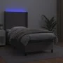 Box spring bed and LED mattress gray synthetic leather 90x190 cm by vidaXL, Beds and slatted bases - Ref: Foro24-3139239, Pri...