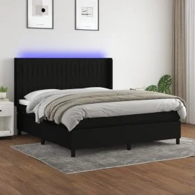 Cama box spring colchón y luces LED tela negro 180x200 cm de vidaXL, Camas y somieres - Ref: Foro24-3138495, Precio: 626,19 €...