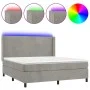 Boxspringbett mit Matratze und hellgrauem LED-Samt 180x200 cm von vidaXL, Betten und Lattenroste - Ref: Foro24-3139457, Preis...