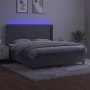 Box spring bed with mattress and LED light gray velvet 180x200 cm by vidaXL, Beds and slatted bases - Ref: Foro24-3139457, Pr...