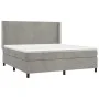 Box spring bed with mattress and LED light gray velvet 180x200 cm by vidaXL, Beds and slatted bases - Ref: Foro24-3139457, Pr...