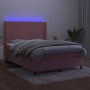Boxspringbett mit Matratze und LED-Rosa-Samt 140x200 cm von vidaXL, Betten und Lattenroste - Ref: Foro24-3139450, Preis: 496,...