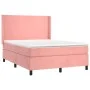 Box spring bed with mattress and LED pink velvet 140x200 cm by vidaXL, Beds and slatted bases - Ref: Foro24-3139450, Price: 4...