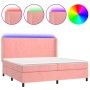 Boxspringbett mit Matratze und LED-Rosa-Samt 200x200 cm von vidaXL, Betten und Lattenroste - Ref: Foro24-3139468, Preis: 610,...