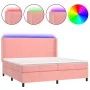 Cama box spring colchón y LED terciopelo rosa 200x200 cm de vidaXL, Camas y somieres - Ref: Foro24-3139468, Precio: 603,89 €,...
