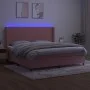 Cama box spring colchón y LED terciopelo rosa 200x200 cm de vidaXL, Camas y somieres - Ref: Foro24-3139468, Precio: 603,89 €,...