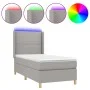 Box spring bed mattress and LED lights light gray fabric 100x200 cm by vidaXL, Beds and slatted bases - Ref: Foro24-3138773, ...
