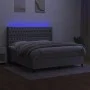 Boxspringbettmatratze und LED-Leuchten hellgrauer Stoff 180x200 cm von vidaXL, Betten und Lattenroste - Ref: Foro24-3138573, ...