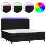 Box spring bed mattress and LED lights black fabric 200x200 cm by vidaXL, Beds and slatted bases - Ref: Foro24-3138583, Price...