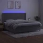 Box spring bed with mattress and LED light gray velvet 200x200 cm by vidaXL, Beds and slatted bases - Ref: Foro24-3139463, Pr...