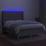 Box spring bed mattress and LED lights light gray fabric 140x200 cm by vidaXL, Beds and slatted bases - Ref: Foro24-3138957, ...