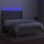 Box spring bed mattress and LED lights light gray fabric 140x200 cm by vidaXL, Beds and slatted bases - Ref: Foro24-3138957, ...
