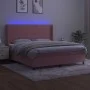 Box spring bed with mattress and LED pink velvet 180x200 cm by vidaXL, Beds and slatted bases - Ref: Foro24-3139582, Price: 5...