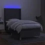 Box spring bed mattress and LED lights dark gray fabric 90x200 cm by vidaXL, Beds and slatted bases - Ref: Foro24-3138686, Pr...