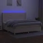 Box spring bed mattress and LED lights cream fabric 200x200 cm by vidaXL, Beds and slatted bases - Ref: Foro24-3138906, Price...