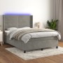 Box spring bed with mattress and LED light gray velvet 140x200 cm by vidaXL, Beds and slatted bases - Ref: Foro24-3139625, Pr...