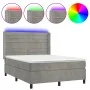 Box spring bed with mattress and LED light gray velvet 140x200 cm by vidaXL, Beds and slatted bases - Ref: Foro24-3139625, Pr...