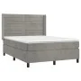 Box spring bed with mattress and LED light gray velvet 140x200 cm by vidaXL, Beds and slatted bases - Ref: Foro24-3139625, Pr...