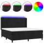 Cama box spring colchón y LED terciopelo negro 180x200 cm de vidaXL, Camas y somieres - Ref: Foro24-3139579, Precio: 632,12 €...