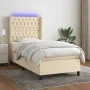 Cama box spring colchón y luces LED tela crema 100x200 cm de vidaXL, Camas y somieres - Ref: Foro24-3138538, Precio: 373,51 €...