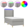 Boxspringbettmatratze und LED-Leuchten aus hellgrauem Stoff 90x190 cm von vidaXL, Betten und Lattenroste - Ref: Foro24-313899...