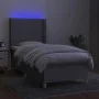 Box spring bed mattress and LED lights light gray fabric 90x190 cm by vidaXL, Beds and slatted bases - Ref: Foro24-3138997, P...
