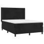Box spring bed with mattress and LED black velvet 140x200 cm by vidaXL, Beds and slatted bases - Ref: Foro24-3139627, Price: ...